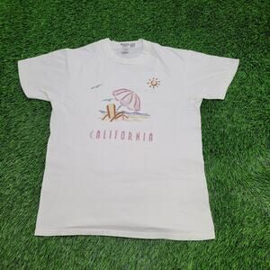 Vintage 90s California Beach Shirt Women Large 20x25 Art USA